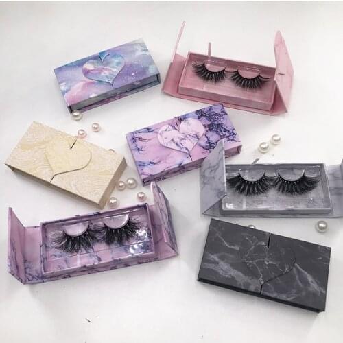 Newest Heart Shape Marble Magnetic Lashes box for Natural Dramatic 3D 25mm Mink Eyelashes Custom Logo Eyelash Packaging Box