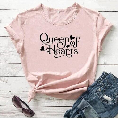 Queen of Hearts New Arrival Funny Womens Valentine Shirt Valentines Day Casual Health Material Tees DE51