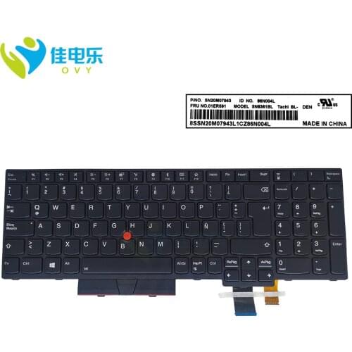 LA Latin keyboard backlight For Lenovo Thinkpad T570 P51S T580 P52S 01ER591 SN8361BL Notebook keyboards Trackpoint with frame