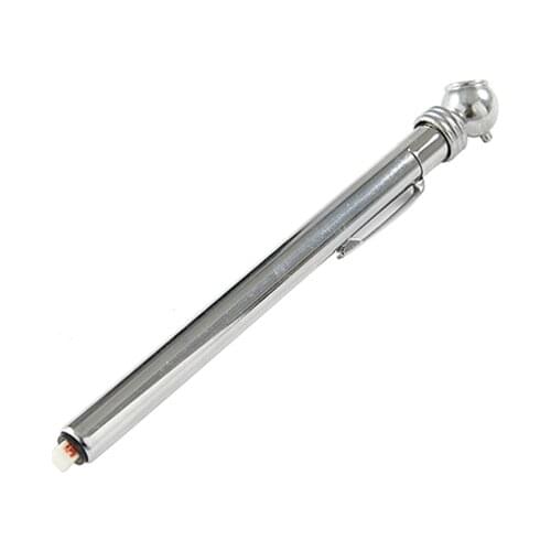 Portable Chrome Pencil Tyre Air Pressure Gauge with Clip 0-50,0-100 PSI Tire Measurement Silver