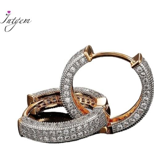 Luxury Women Small Hoop Earrings Dazzling Micro Paved CZ Stones Versatile Female Accessories High Quality Fashion Jewelry Gift