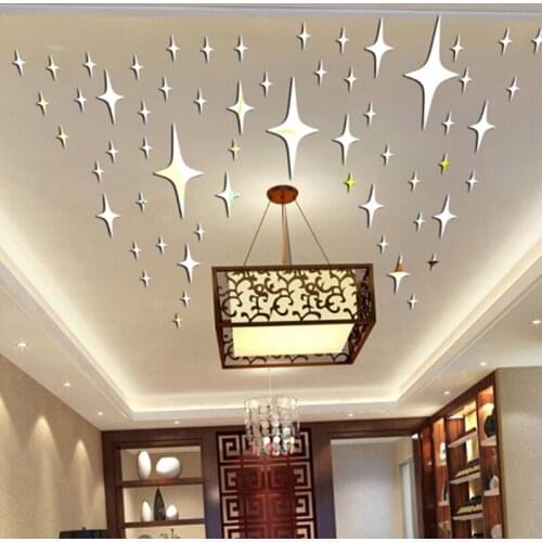 Star Shaped Removable 3D Acrylic Wall Stickers Living Room Bed Room Ceiling Mirror Wall Sticker Home Decoration