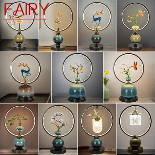 FAIRY Ceramic Table Lamps Desk Light Luxury Contemporary Brass for Living Room Creative Bed Room