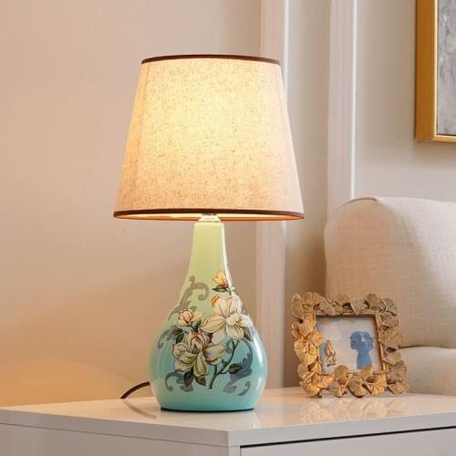 Modern LED Ceramic Table Lamp Retro Bedroom Bedside Lamp Study Reading Desk Lamp Home Living Room Dining Table Lighting Fixture