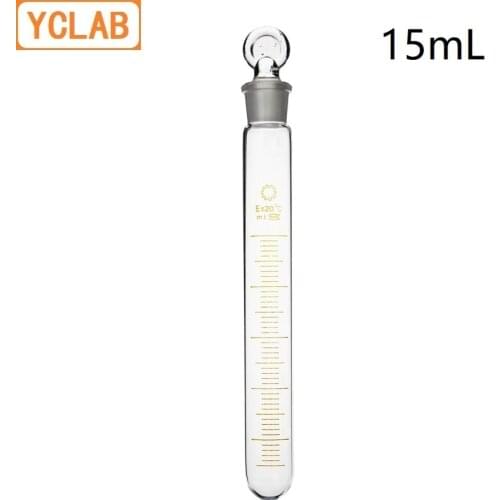 YCLAB 15mL Glass Test Tube with Graduation and Glass Stopper High Temperature Acid Alkali Resistance Laboratory Equipment