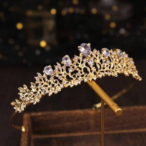 Glod Color Flower Zircon Rhinestone Tiaras Crowns Bridal Hair Accessories Bride Crown Tiaras Wedding Headpiece Hair Ornaments