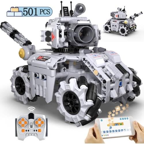 City High-Tech APP Remote Control Military Electric Tank Building Blocks Creator RC Car WW2 Weapon MOC Bricks Toy For Children