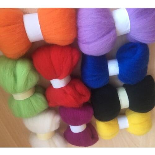 WFPFBEC felt 90g wool for felting needle wool roving 10g each color total 9 colors merino wool fiber