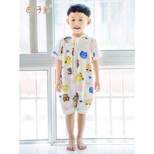 Summer Thin Short-Sleeved Girl 100% cotton clothes boy vest home children anti-kick quilt baby sleeping bag