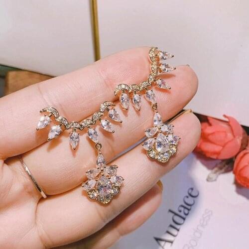 HIBRIDE New Fashion Baguette Multi Cubic Zirconia Water Drop Wedding Big Earrings for Women Fashion Jewelry Brincos E-786