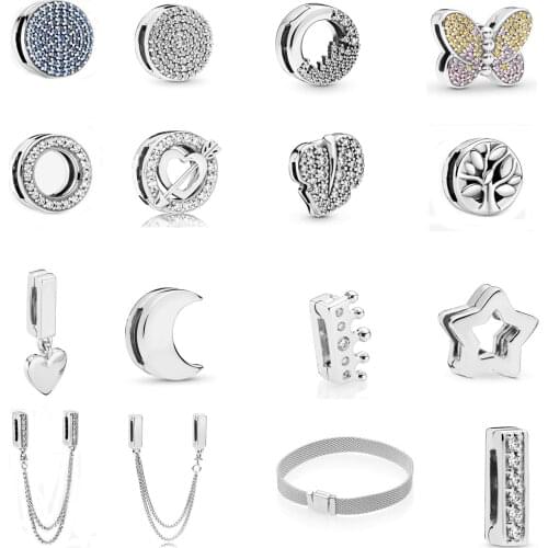 Free Shipping Authentic 925 Sterling Silver Reflexions Clip Charm Fit Original Bracelet For Women DIY Jewelry S925 Beads