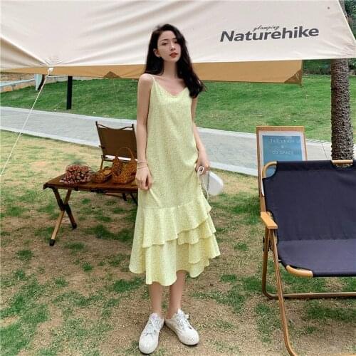 Womens Maxi Dress V-neck Floral Sling Long Dress 2021 Summer Fashion Sleeveless Party Dresses