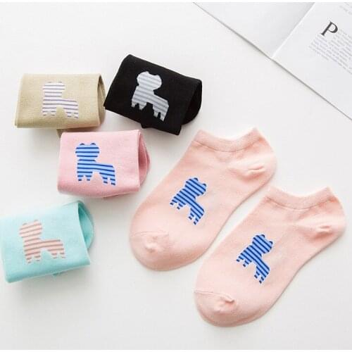 10 pieces = 5 pairs Spring and summer small fresh cartoon female slippers socks cotton socks women socks shallow mouth