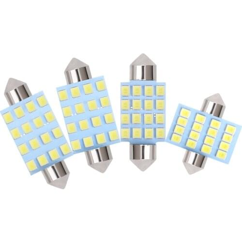 10pcs Car Led Interior Lights Festoon C5W C10W 31/36/39/41MM For Door Lights Reading Lamp Makeup Light 12V 6000K White Car Diode