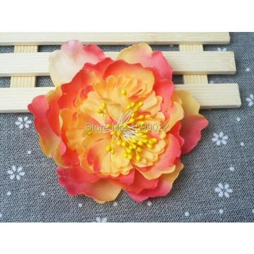 10PCS/lot Artificial Flower Hair Accessories Hair Clips Coral Orange Peony Brooch Party Girls Women Headgear Birthday Headwear