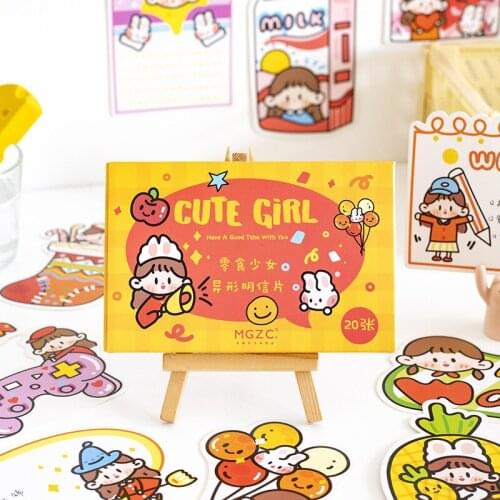 20 pcs/box Kawaii Cartoon Bunny Girl Postcard Wedding Invitation Envelopes Cards Writing Greeting Gift Postcard Paper Envelopes