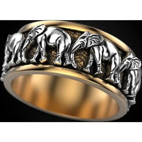 2021 Unique Mens and Womens Rings Gold Two-color Auspicious Meaning Elephant Ring Female and Male Jewelry