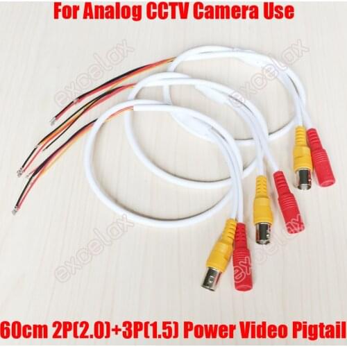 3PCS/Lot 60cm 5 Pin Power Video Cable Power Lead Pigtail Female BNC 12V Connector Stripped Wire for Analog CCTV Camera PCB Board
