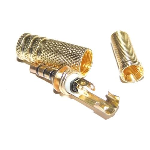 5pcs Gold plate solder Stereo 4 Pole Male 1.8" 3.5mm Headphone Jack Plug socket Audio Video AV connector