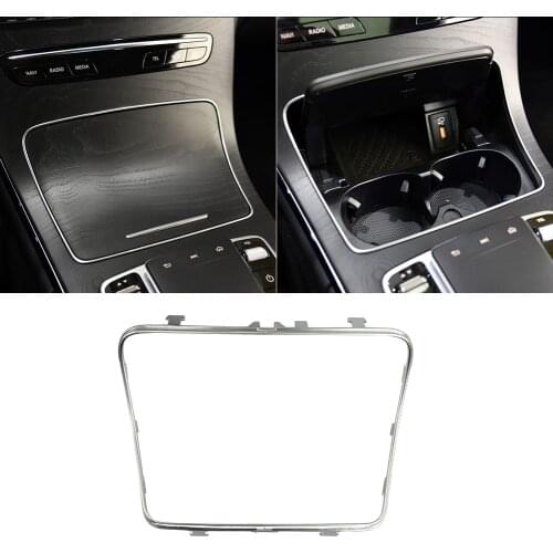 Auto Center Console Ashtray Cup Holder Strip Trim Chrome Frame for Mercedes Benz GLC C Class W253 W205 2015-2020 Car Accessories