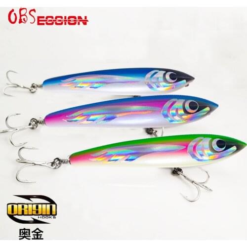 Woodend Lure Stick Bait 120g 22.5cm Topwater Trolling Pencil wood Fishing Lure Treble Hooks Deep sea Solid wood bait for Tuna