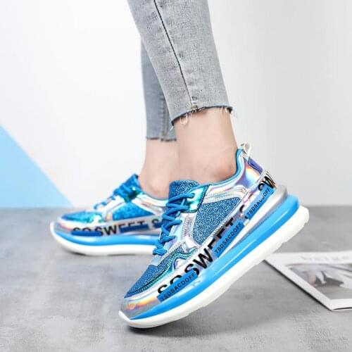 Large Size Autumn Platform Sport Shoes Women Sneakers Female Running Shoes Woman Sports Blue Training Chaussure Sneackers E-730