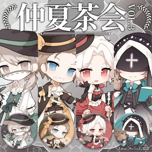 Anime identity V Aesop Carl Nabe Sabida Mary Eli Clark Acrylic Keychain Pendant Keyrings Cute Badge Brooch Collection Gifts