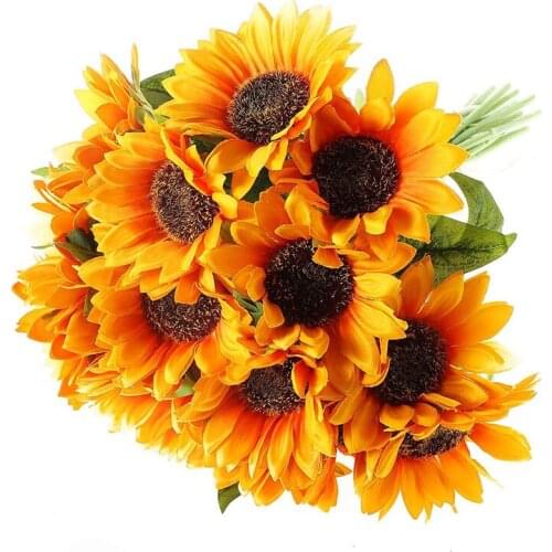 15PCS Artificial Sunflowers Faux Flowers Bouquet for Arrangement Wedding Bouquet Table Centerpieces Garden Party Home Decore