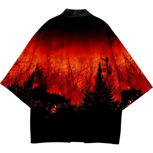 Japanese Style Women Men Kimono Shirt Print Haori Cardigan Blouse Loose Yukata Clothes Vintage Adult Samurai Cosplay Costumes