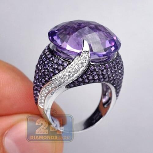 Elegant Large Round Purple Zircon Crystal Stone Rings for Women Female Purple Rhinestone Bridal Wedding Ring Jewelry D5M801