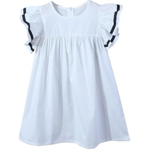 2020 New Summer Beach Toddler Teenagers Dress for Girls Ruffles Short Sleeves White Princess Girl Children Dress Spring,#2648