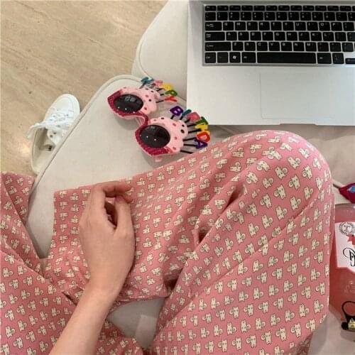 Summer Womens Pants Cute Fashion Sotf Light Loose Large Size Pajamas Lounge Wear for Sleep Trousers with Print Bottoms Ladies
