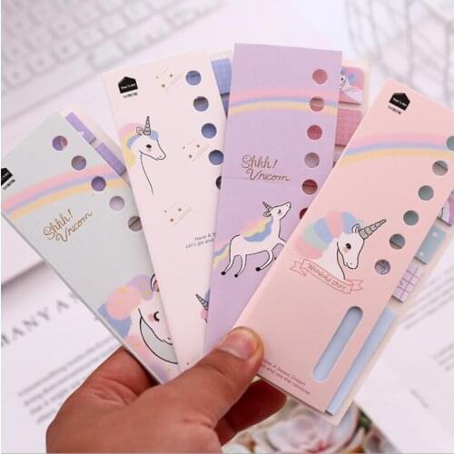 Multifunctional Kawaii Cartoon Unicorn N Times Sticky Memo Notes Pads Dairy Planner Tab Notepad Animal Bookmark Stationery