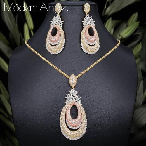 ModemAngel Luxury WATER DROP Fashion Dubai Bridal Jewelry Sets For Women Wedding Engagement Party High Quality Jewelry