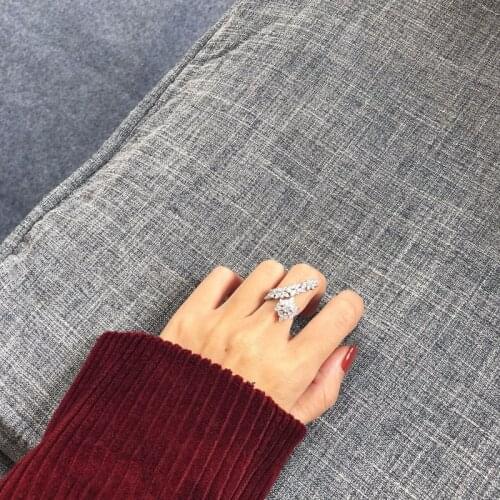 Fashion Punk Rings Inlay Shiny Cubic Zircon Geometry Flower Leaf Fine Jewelry For Women Wedding Party Charm Luxury Birthday Gift