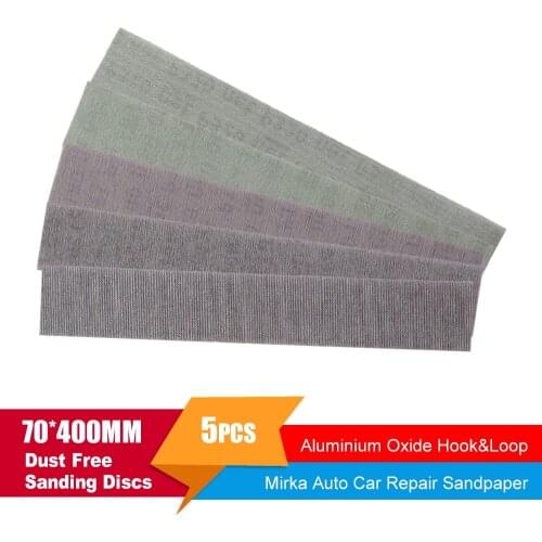 5Pcs Mesh Abrasive Dust Free Sanding Discs Hook Loop 400*70mm Anti-blocking Dry Grinding Sandpaper 80 to 320 Grit