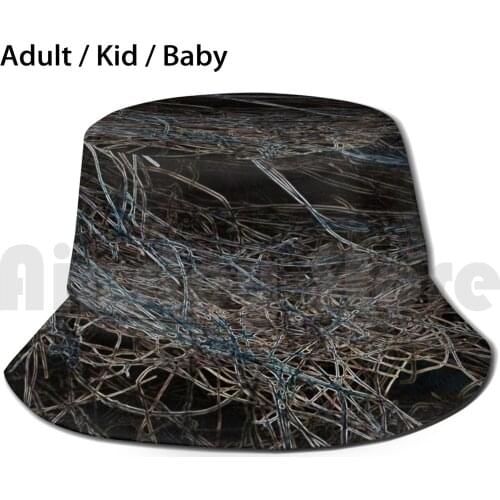 Neon Abstract Sun Hat Foldable UV Protection Neon Glow In The Dark Straw Natural Abstract Tabitha Fox Fibrous Fibres