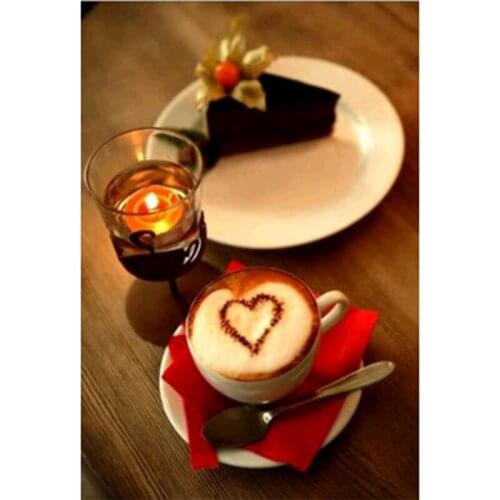 NEW Diy Round Diamond Painting Coffee Cake Flowers Home Decoration Rhinestone Wall Stickers Diamond Embroidery Diamond Mosaic