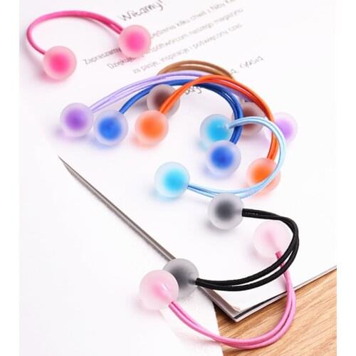 2pcs/lot New Arrive Elastic Hair Ring With Round Beads Hair Bands Ropes Elastic Bracelet Ponytail Holder Head Tie Hair Band