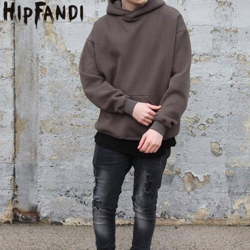 New Streetwear Pullovers Drake Kanye West Plain Fleece Oversized Hoodie Kpop Clothes Tracksuit Hoodies Men Hip Hop