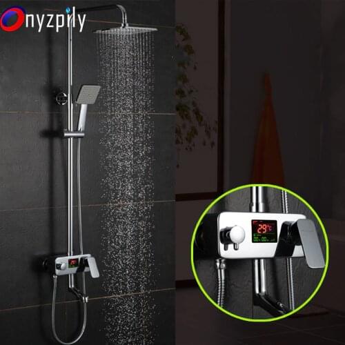 Newly Chrome Digital LCD Display Shower Faucets Favorite By Family Bathroom Shower Faucet High Quality Single Handle Shower Set