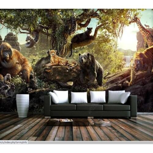 Papel de parede Beautiful forest animal world 3d wallpaper mural,living room childrens bedroom wall papers home decor