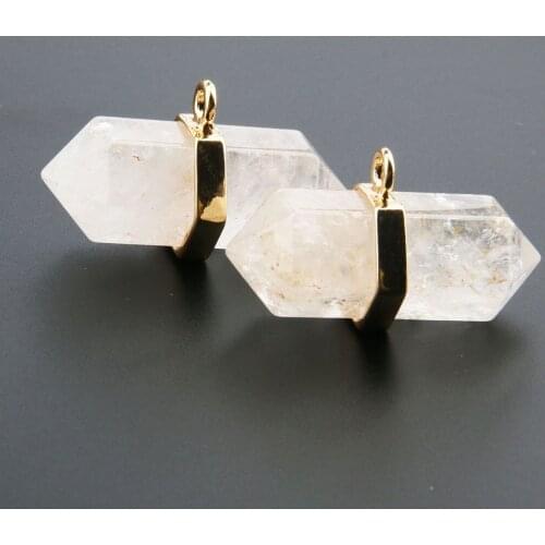 Wholesale Pink Crystal Natural Stone Pendant Irregular DIY for Necklace or Jewelry Making 35*20*12mm