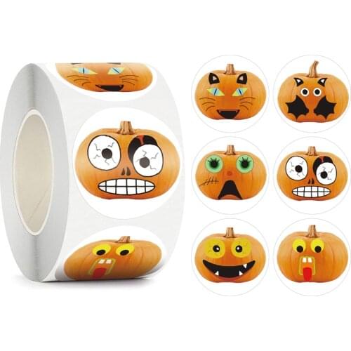 6 Designs Cartoon Halloween Thank You Stickers 50-500pcs Seal Labels For Package Decoration Party Cute Stationery Sticker