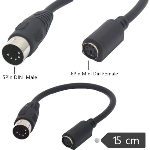ERE DIN5 at Male to Mini DIN6 PS/2 Female Keyboard Adapter Converter Cable Cord DIN5 5 Pin to MDIN6 6 Pin M/F for PC Mac Linux
