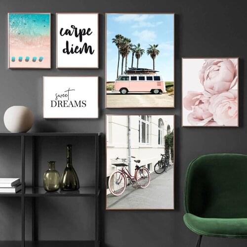 Simple Quote Sweet Dream Nature Landscape PaintingNordic Style Art Print Gallery Wall Decoration Picture for Home Decor