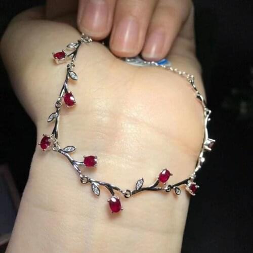 Luxury 100% 925 Sterling Silver Created Ruby Colorful Party Bracelets for Women High Carbon Diamond Gift Fine Jewelry Gift