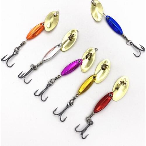 6Pcs*7g Fishing Sequin Spoon Lure Wobbler Fishing Lure Brass Spinner Bait Jig BuzzBait Treble Hook Iscas Carp Bass Pike Fish