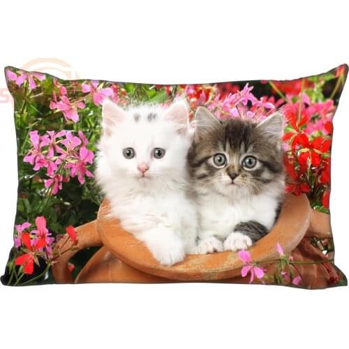 Nice Lovely Animals Cat Rectangle Pillowcase zipper Wedding Custom Pillow Case For Bedroom Pillow Cover(two sides)