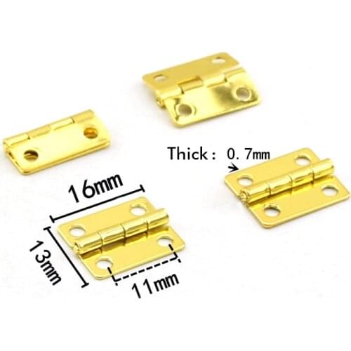 20Pcs 16x13mm Ultra-thin Retro Jewelry Box Hinge Support Iron Spring Hinge Bronze For Miniature Furniture Hinge Max Open 180 Deg